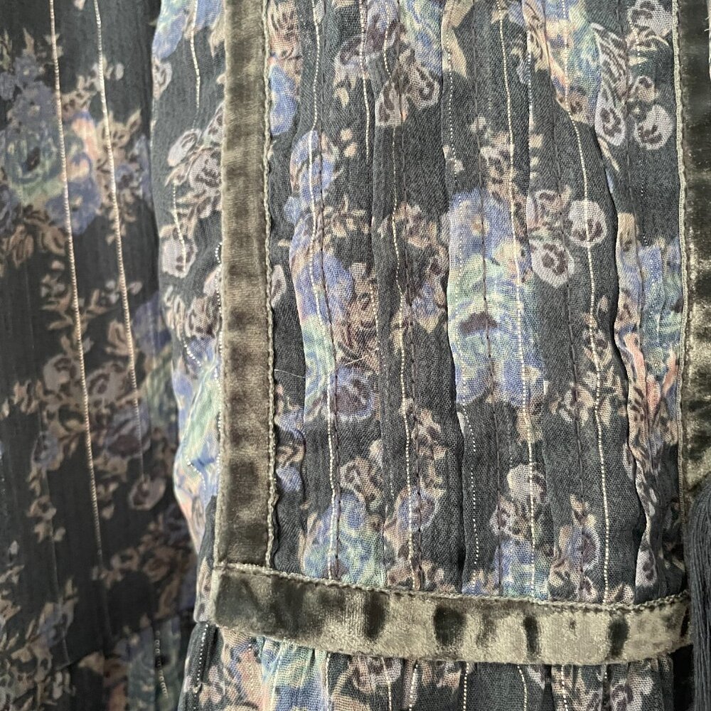 Lucky Brand Women's Floral Long Sleeve Midi Dress NWOT Lined Ribbon Detail - Picture 10 of 11
